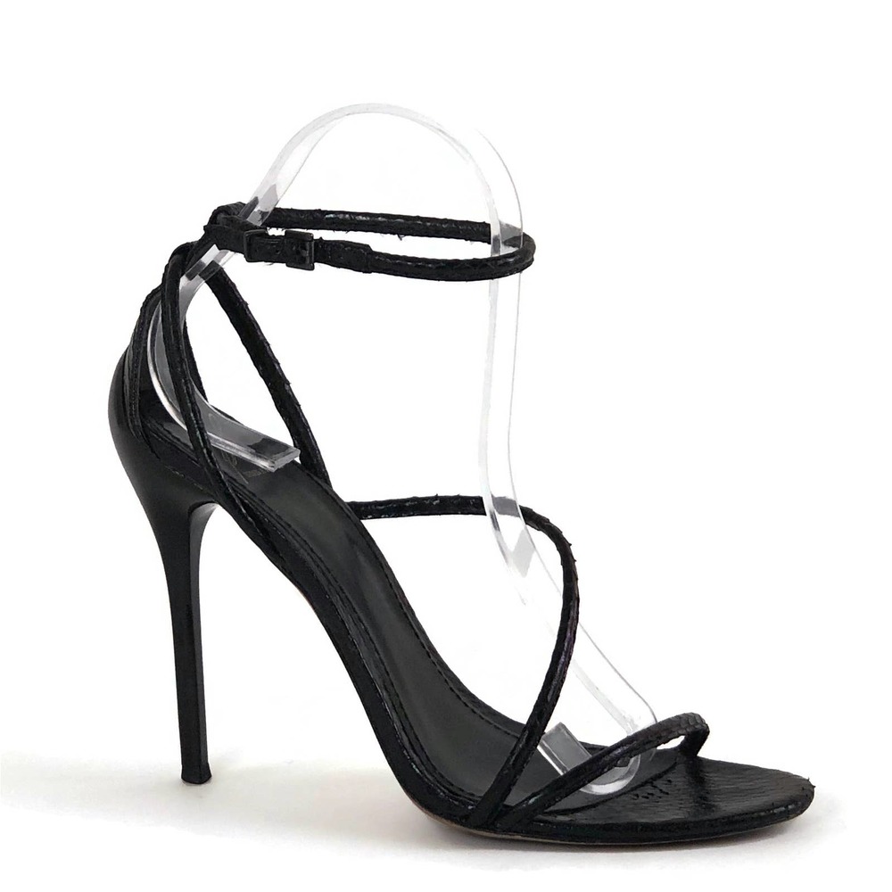 Brian Atwood Labrea Black Snakeskin Sandal Heels